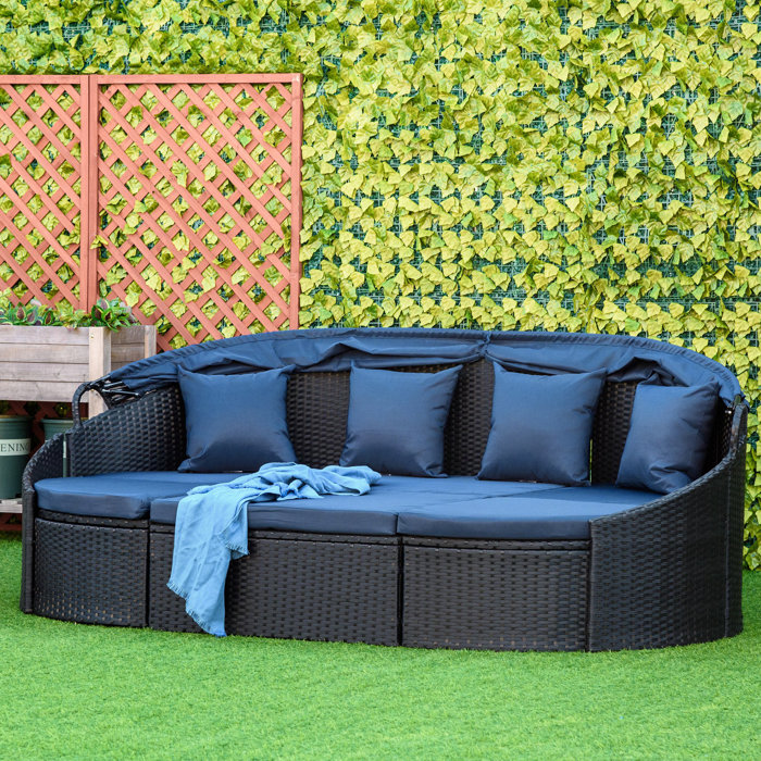 Ebern Designs Shenae 90.5'' Wicker Outdoor Patio Daybed Wayfair